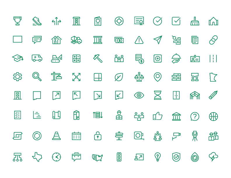 Bradbury Stamm Construction icon library designed by Gearbox Creative